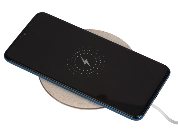 Беспроводное зарядное устройство «Wheatty» из пшеничной соломы, 5W, Цвет бежевый
