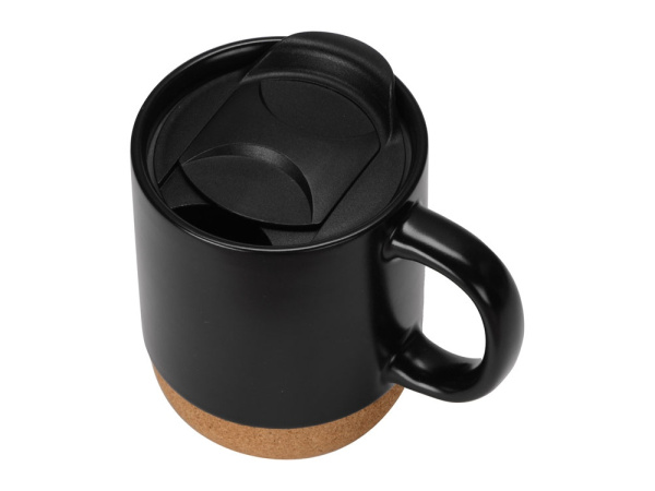 Кружка с пробковым дном и крышкой «Denpasar», Цвет черный матовый