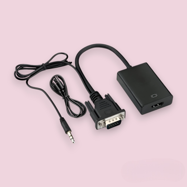 Конвертер-переходник активный с VGA на HDMI со звуком и питанием microUSB