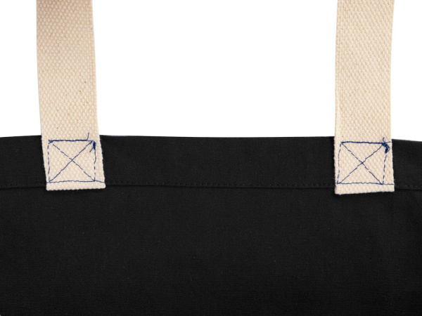 Сумка «Donny» из  хлопка 250г/м2 с донной складкой и парусиновыми ручками, Цвет черный