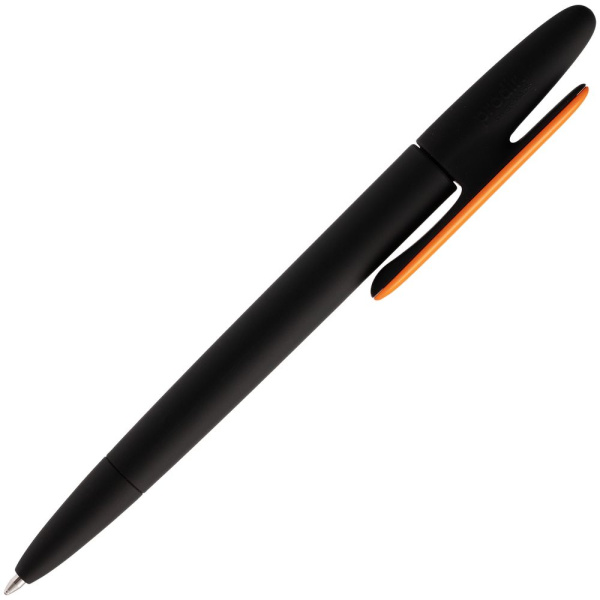 Ручка шариковая Prodir DS5 TRR-P Soft Touch, черная с оранжевым, 14,4х1,1 см