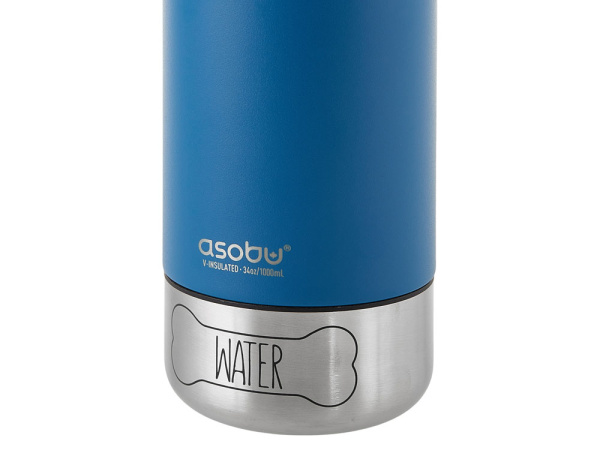 Вакуумный термос «Buddy» 3-в-1 для питомцев, 1000 мл, с гравировкой, Цвет синий