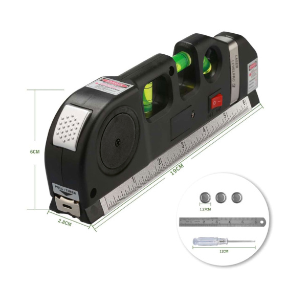 Лазерный уровень Кёльн с рулеткой 2,5 м / Рулетка линейка-измеритель лазерная 