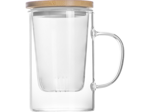 Стеклянная кружка с заварочной емкостью «Milfoil», Цвет прозрачный