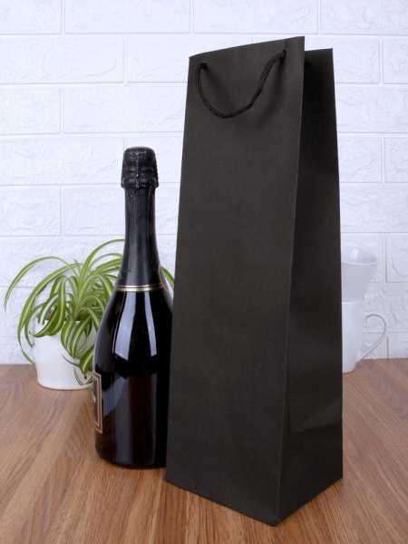 Пакет под бутылку Vindemia, черный, 12х11,2х38 см