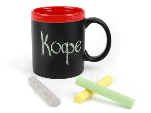 Кружка с покрытием для рисования мелом «Да Винчи», Цвет черный/красный