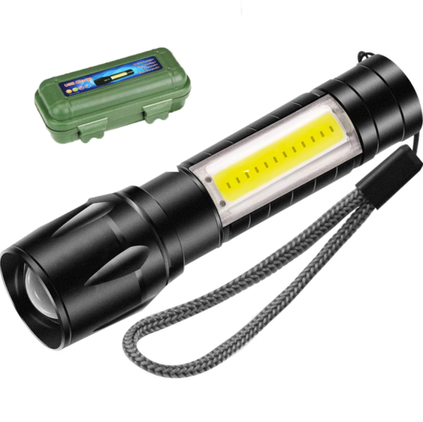 Фонарь LED + COВ YYC-529 аккумуляторный/фокусировка луча/боковая подсветка (microusb+пластиковый бок