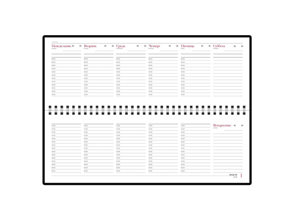 Планинг недатированный «Velvet», Цвет бордовый