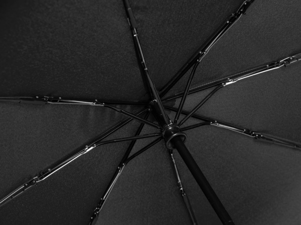 Зонт-автомат Reviver с куполом из переработанного пластика, Цвет черный
