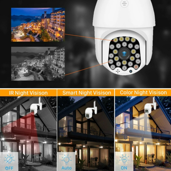 Уличная поворотная камера наблюдения IPCamera V32-4G FULL HD 1080p (день/ночь, датчик движения проводной/беспроводной интернет через Sim- карту)
