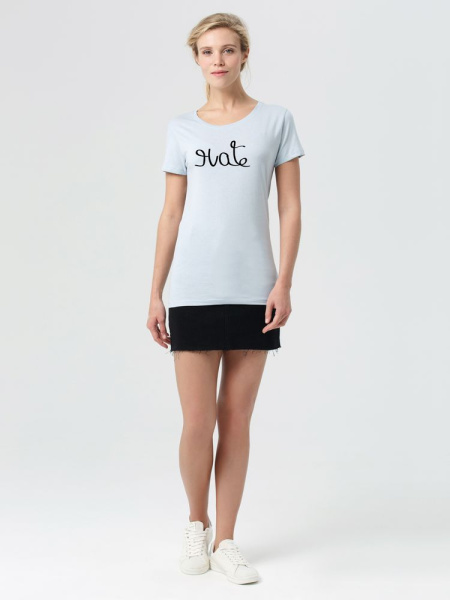 Футболка женская Hate-Love, голубая, S–XL