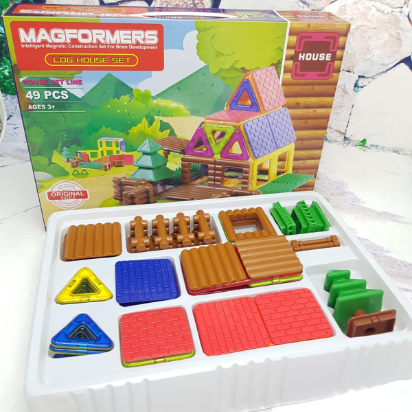 Магнитный конструктор Magformers Log House Set "Бревенчатый дом" (Original), 49 деталей