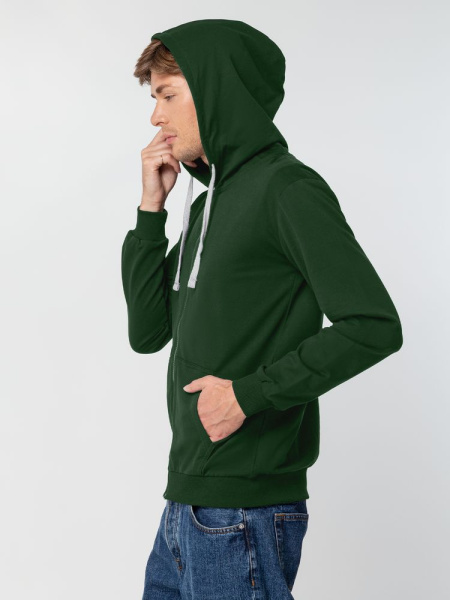 Толстовка на молнии с капюшоном Siverga, темно-зеленая, XS–4XL