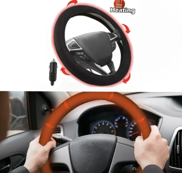 Оплетка чехол на руль с подогревом Auto Heated Steering Wheel Cover (от прикуривателя)