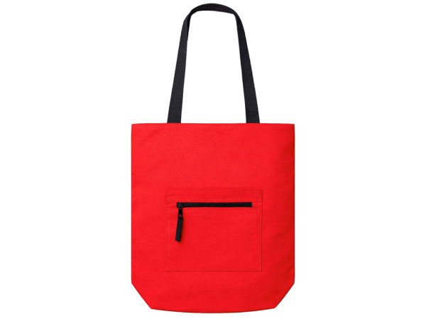 Сумка на молнии Zipper Neo из хлопка 280 г c карманом на молнии спереди, Цвет красный