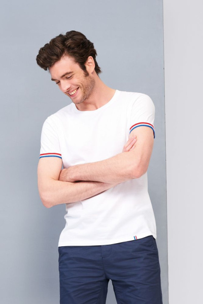 Футболка мужская Rainbow Men, белая с ярко-синим, S–4XL