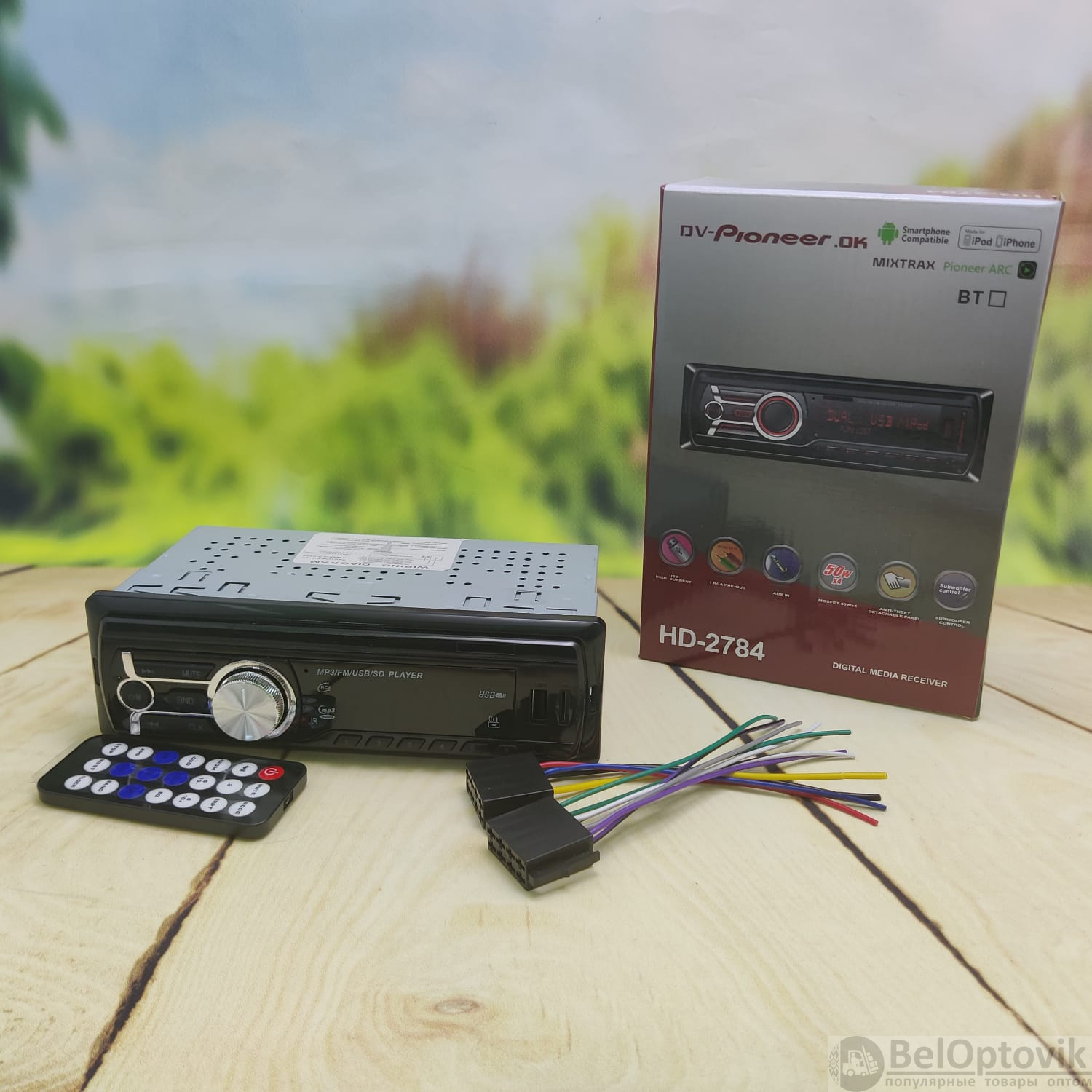 Автомагнитола Pioneer OK (Bluetooth, USB, micro, AUX, FM, пульт) mod.  HD2784 (арт: av-8781) от 1 ₽ рублей оптом в Москве