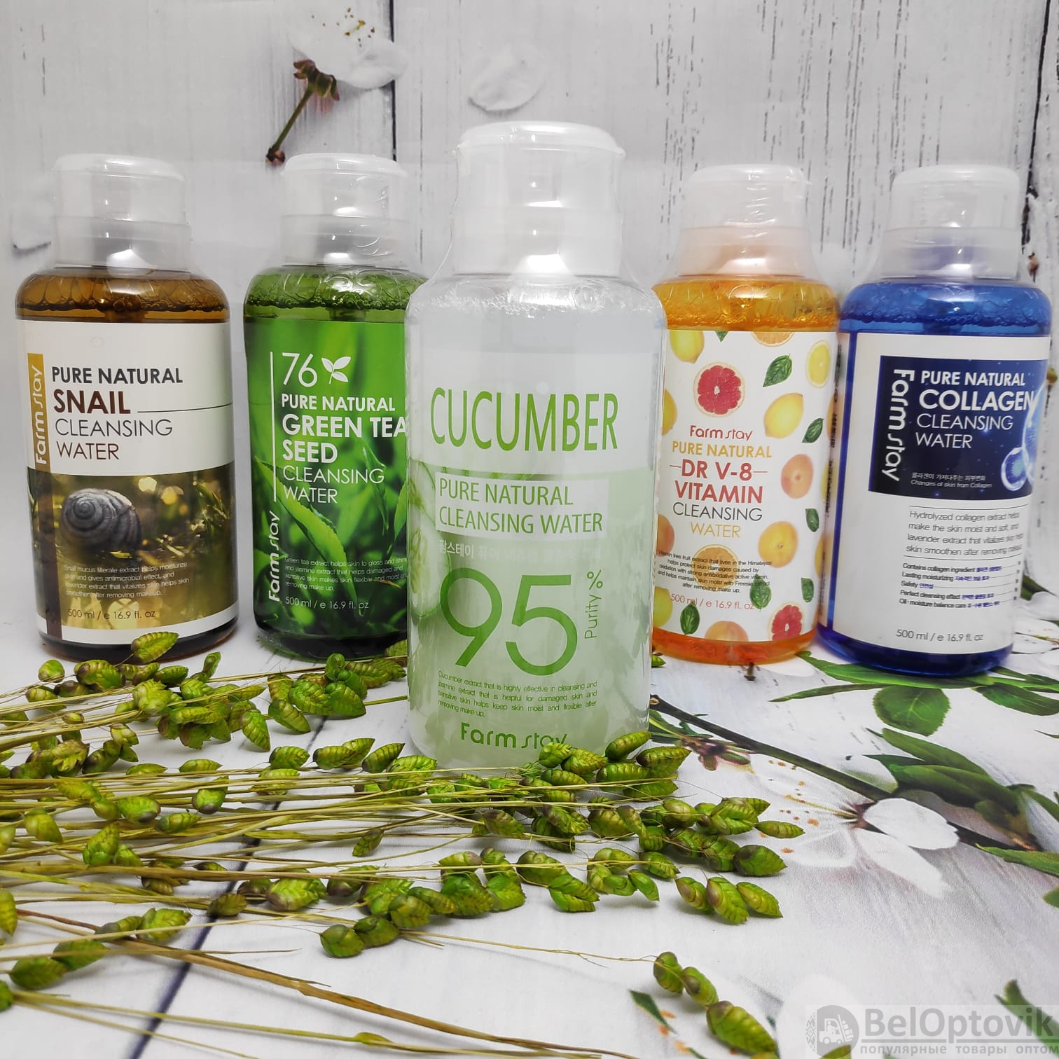 Очищающая вода с экстрактом огурца FarmStay Pure Natural Cleansing ...