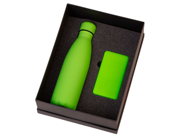 Подарочный набор «COLOR IT» с термобутылкой и повербанком, Размер 5000 mAh, Цвет зеленое яблоко