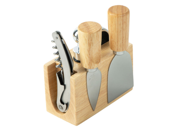 Набор для сыра и вина со съемной подставкой «Save time», Цвет натуральный, белый, серебристый