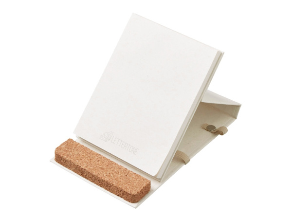 Блокнот А6 «Milky S» с подставкой из пробки, Цвет молочно-белый