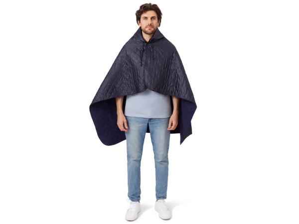 Плед-пончо 2-в-1 «Cappy» с капюшоном и мешком, Цвет темно-синий