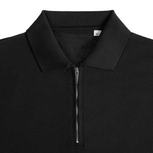 Рубашка поло мужская с длинным рукавом Terrazzo, черная, S–3XL