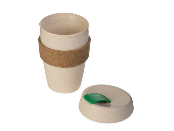 Стакан из пшеничного волокна с двойными стенками «Pino», Цвет натуральный, зеленый, коричневый