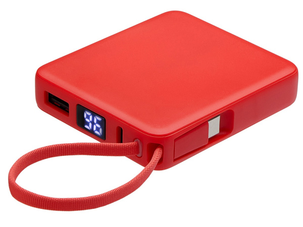Внешний аккумулятор со встроенным кабелем USB-C «Дэнси», 5000 мАч, Цвет красный