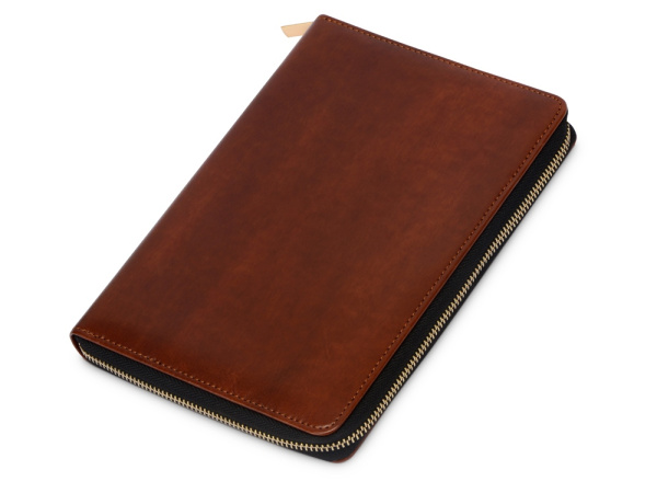 Бизнес-блокнот на молнии А5 «Fabrizio» с RFID защитой, Цвет коричневый