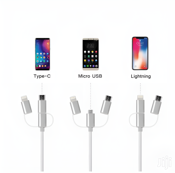 Адаптер 3 в 1 Lightning / Micro / Type-C на HDTV 2 м / Выводит изображение и звук с вашего гаджета на экран телевизора, проектора или монитора