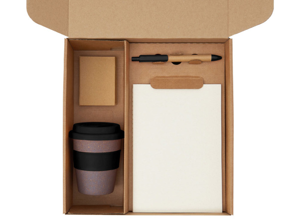 Набор «Halm» с блокнотом, ручкой и стаканом, Цвет черный, бежевый, коричневый, серый