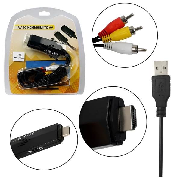 Кабель-конвертер H73  HDMI на AV, euro composite / Позволяет использовать простое подключение мультимедийного ПК к телевизору