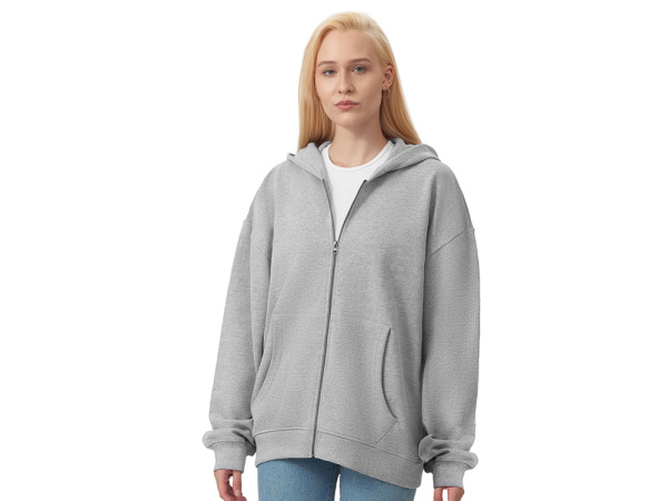 Толстовка оверсайз с капюшоном на молнии «Monaco», Размер XL-2XL, Цвет серый меланж