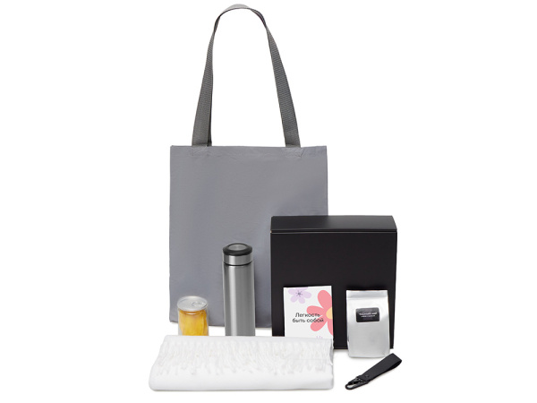 Подарочный набор «Re:f. Walk» с палантином, шоппером и термосом, Цвет белый