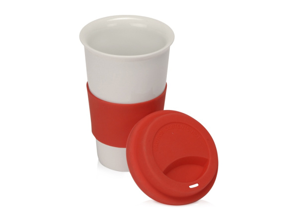 Фарфоровая кружка с двойными стенками «Toronto», Цвет белый/красный