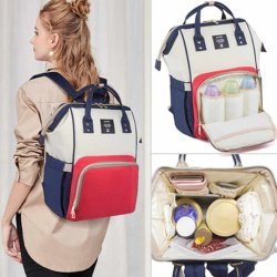 Сумка - рюкзак для мамы Baby Mo с USB /  Цветотерапия, качество, стиль цвет MIX 3.3 с карабином и кр