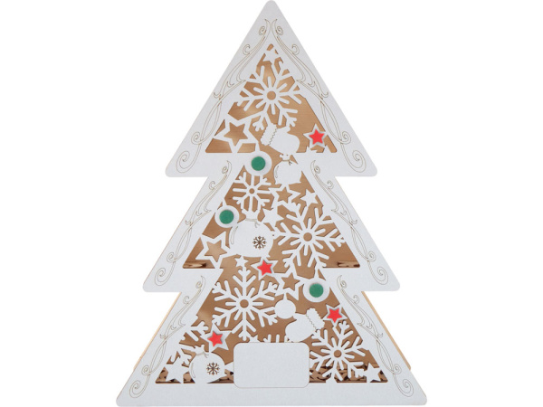 Шкатулка из фанеры в виде елки «Firytale», Цвет натуральный/серебристый