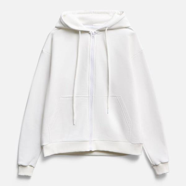 Толстовка унисекс оверсайз на молнии Zippy Terry, белая, XS–XXL