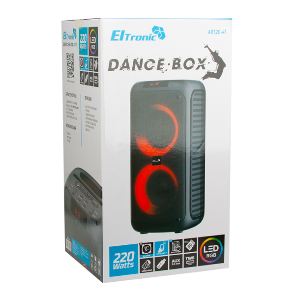 Портативная bluetooth колонка Eltronic DANCE BOX 220 Watts арт. 20-47 с LED-подсветкой и RGB светому