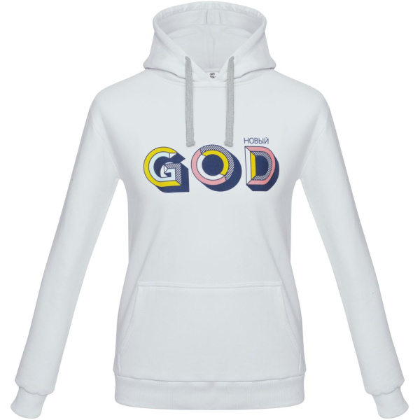 Толстовка с капюшоном «Новый GOD», белая, XS–XXL
