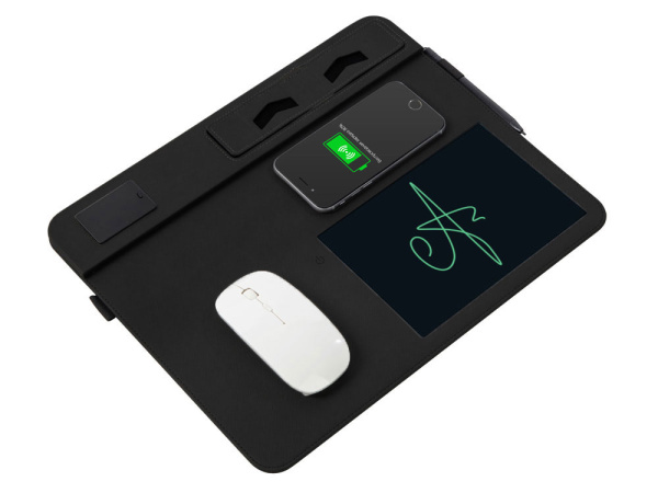 Многофункциональный коврик для мыши «Multi Pad» с беспроводной зарядкой и LCD экраном, 10 Вт, Цвет черный