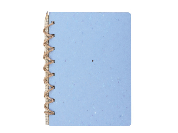 Блокнот А6 с бумажным карандашом и семенами цветов микс, Размер A6, Цвет синий