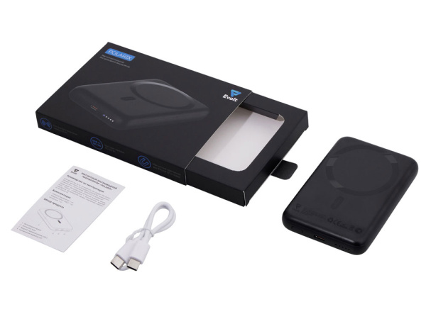 Магнитный внешний беспроводной аккумулятор «Polarix», QC/PD, 10000 мАч, Цвет черный