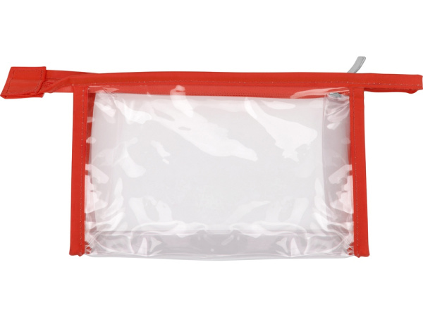 Прозрачная пластиковая косметичка «Lucy», Цвет красный/прозрачный