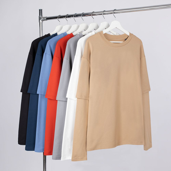 Футболка оверсайз с двойным рукавом Kosmos, красная, XS–XXL