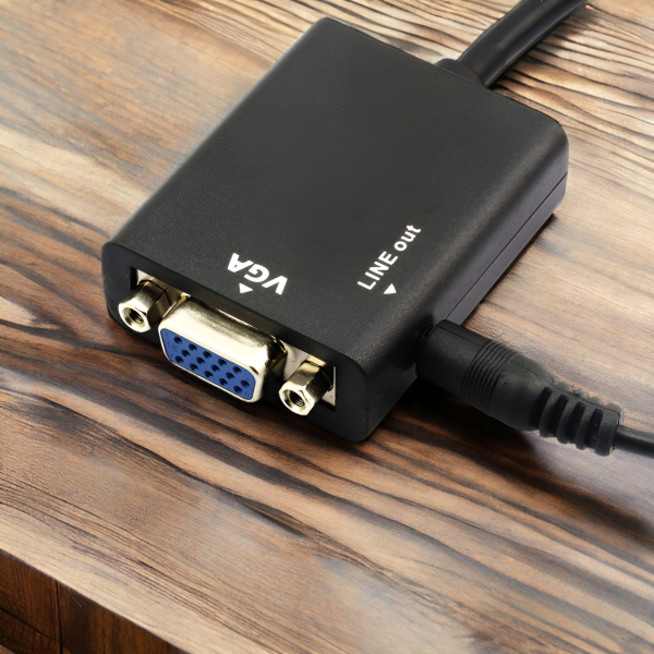 Преобразователь видео с HDMI на VGA +, с аудиокабелем 3,5 мм / Поддержка преобразования цифрового сигнала в аналоговый