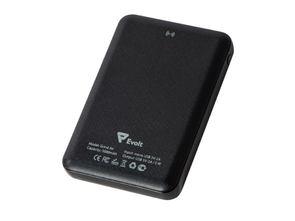 Беспроводной внешний аккумулятор «Grind Air» v. 2, 5000 mAh, Цвет черный