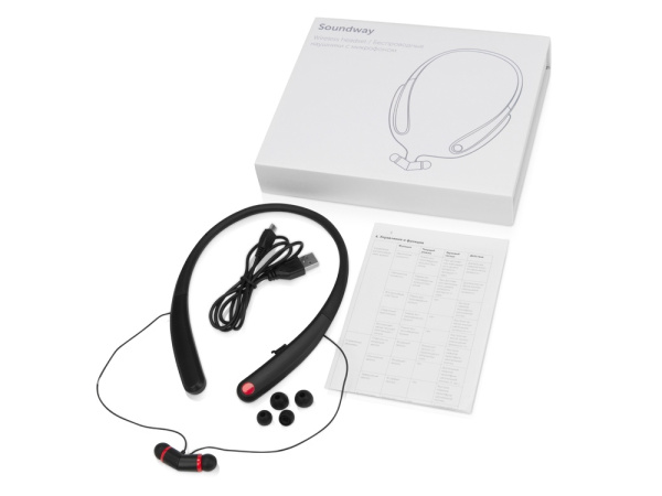 Беспроводные наушники с микрофоном «Soundway», Цвет черный/красный