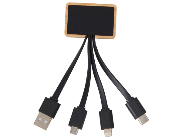 Кабель 3-в-1 с подсветкой лого «Reedia S6», Цвет черный/натуральный